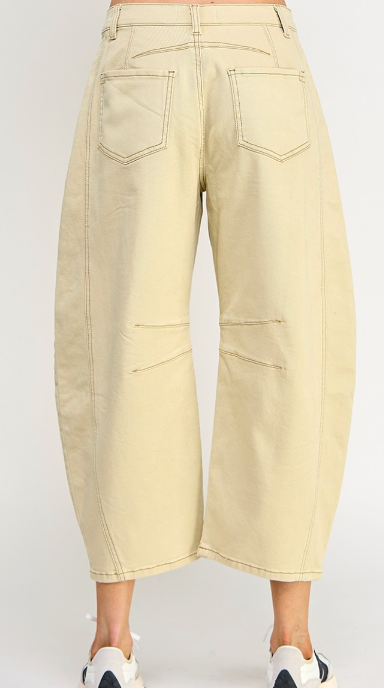 Sonja Beige Barrel Jeans
