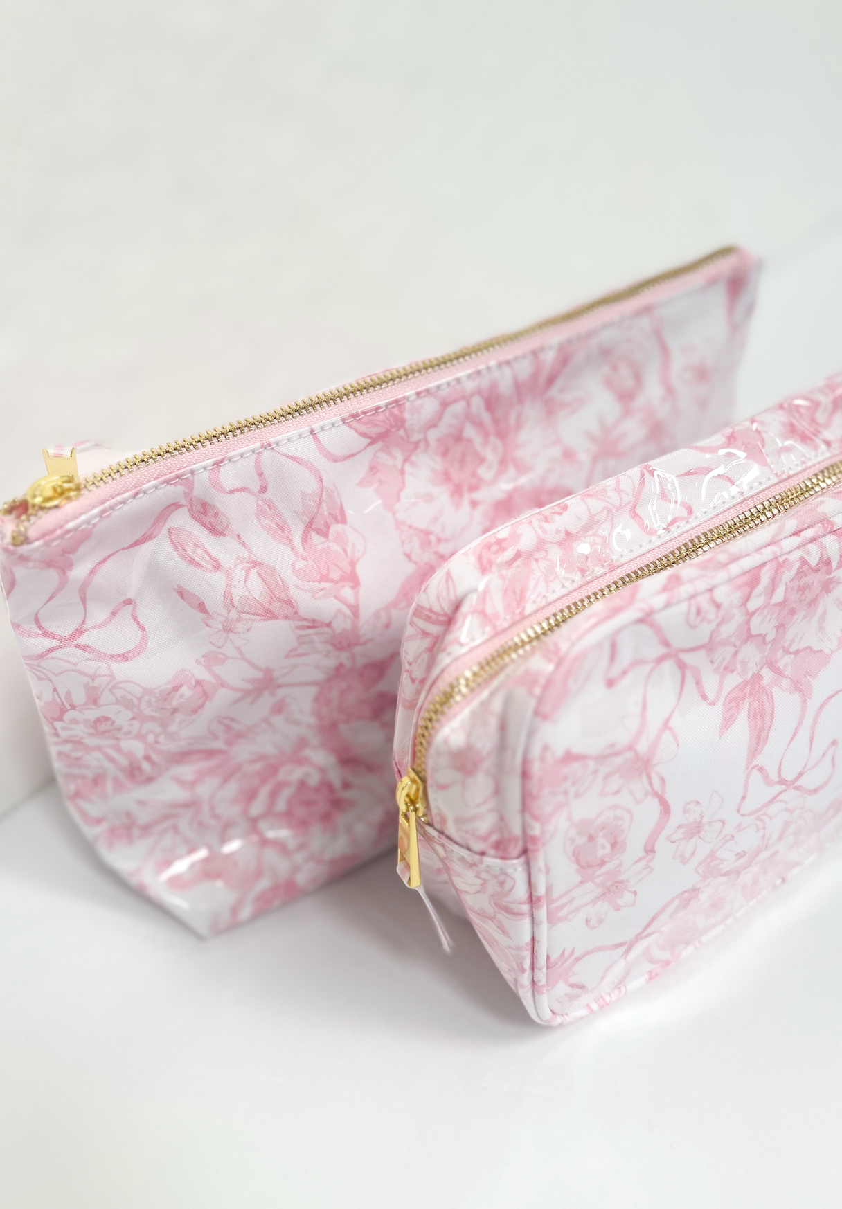 Pink Bow Toile Rectangle Cosmetic Bag
