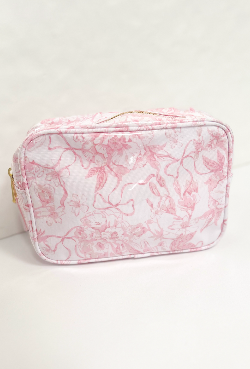Pink Bow Toile Rectangle Cosmetic Bag