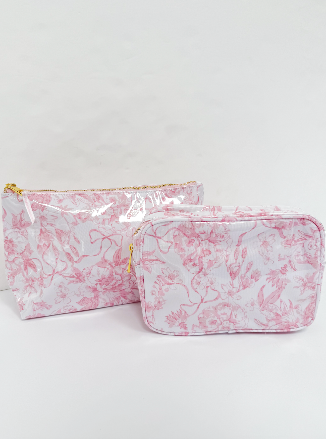Pink Bow Toile Rectangle Cosmetic Bag