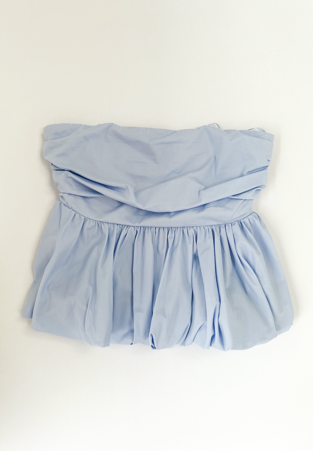 Strapless Blue Bubble Hem Top