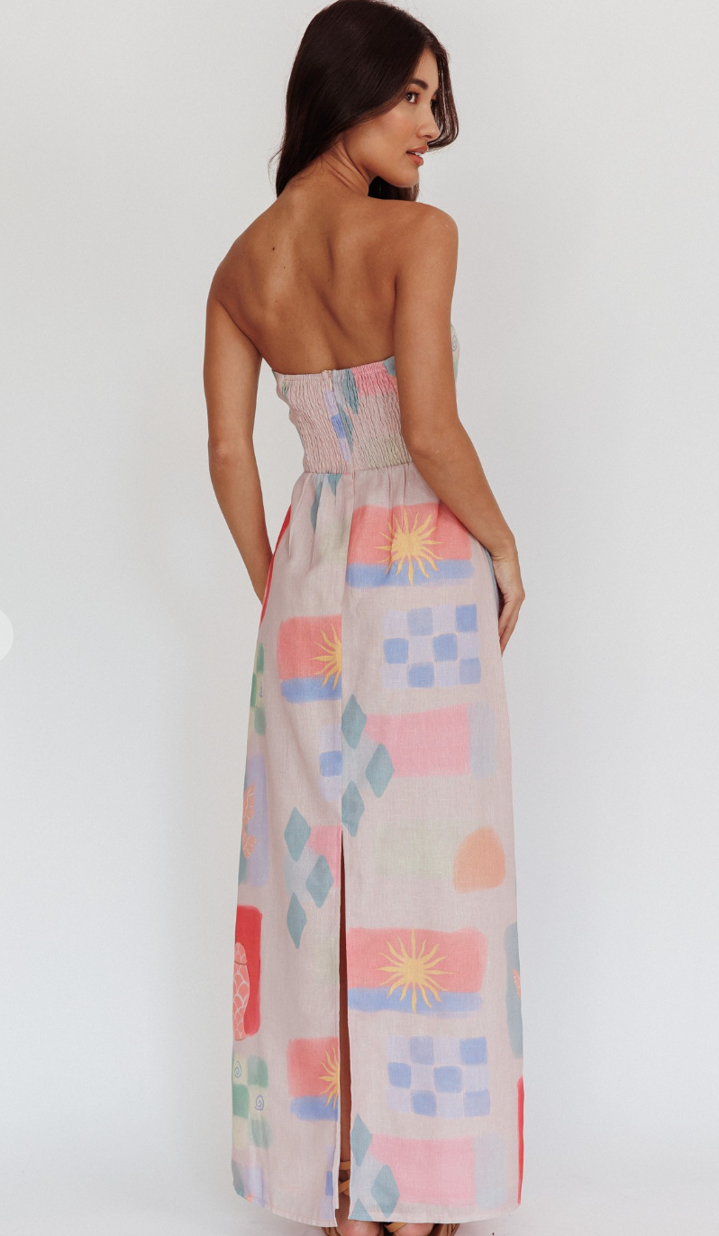 Mosaic Strapless Maxi Dress