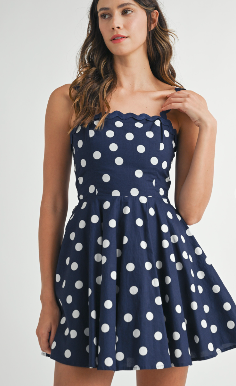 Navy Polka Dot Dress