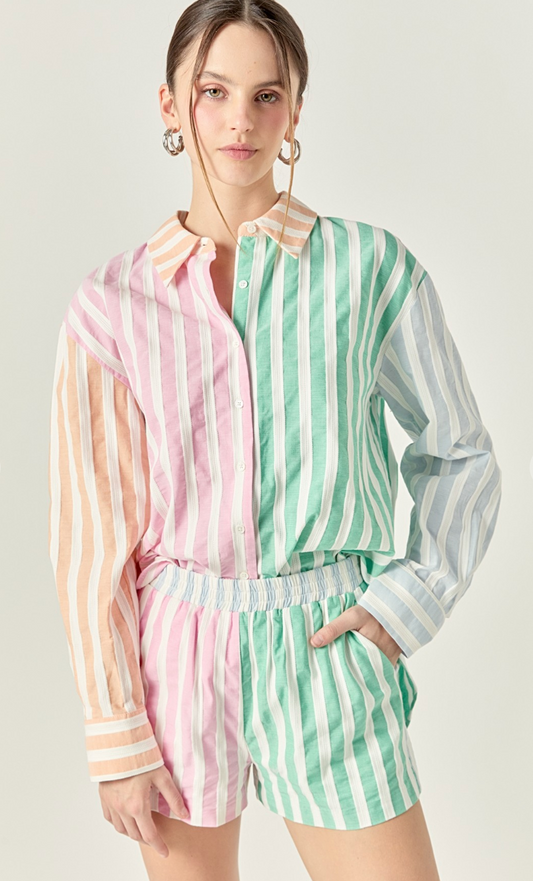 Multi Color Block Stripe Shirt