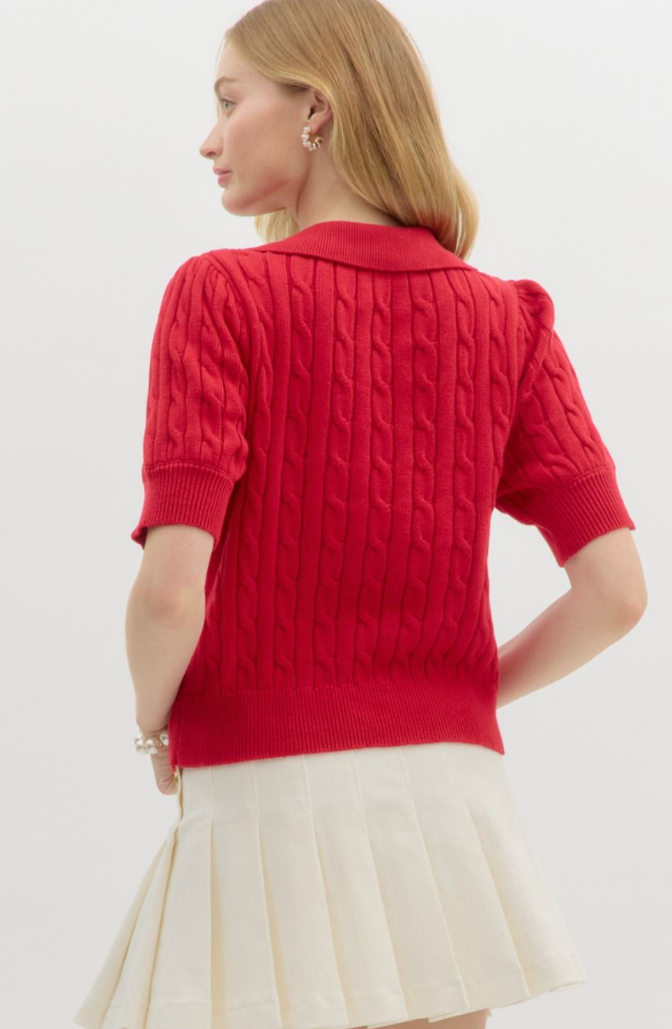 Cable Knit Collared Top