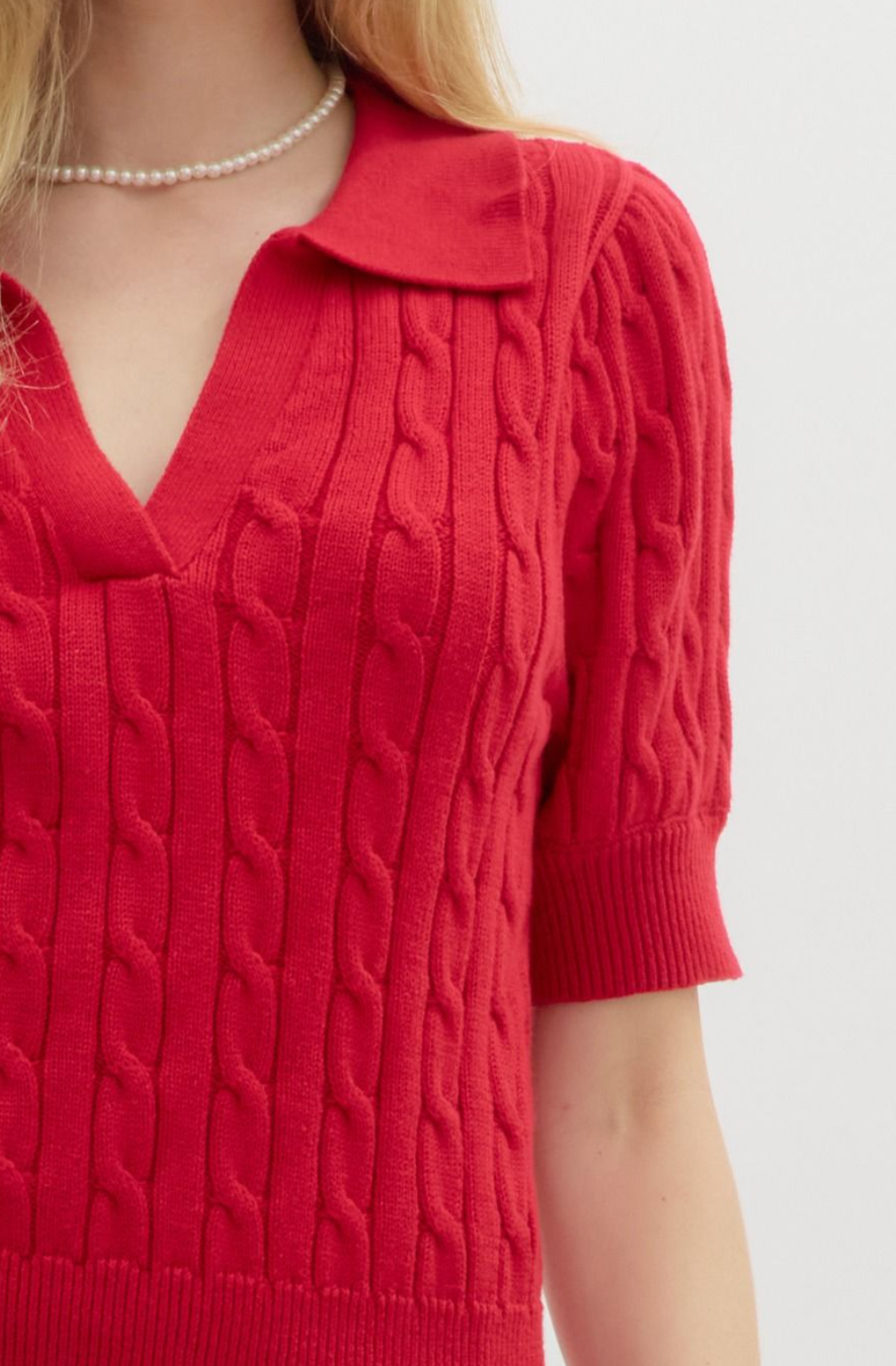 Cable Knit Collared Top