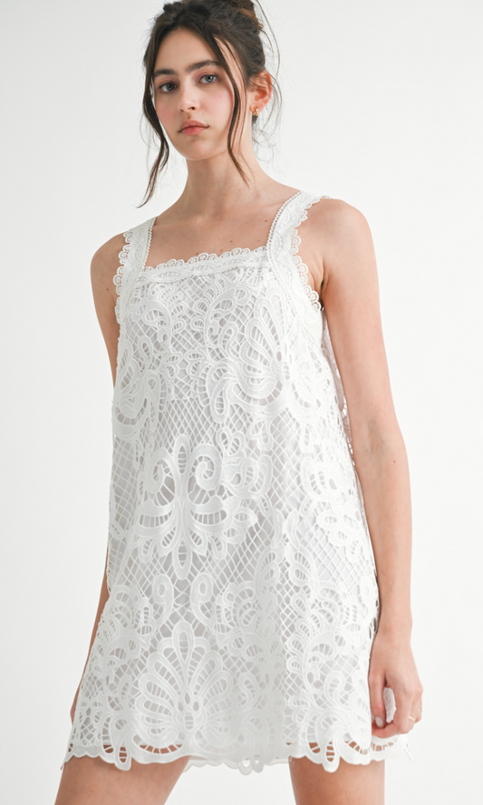 White Crochet Mini Dress