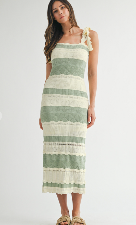 Seafoam Crochet Tie Shoulder Dress
