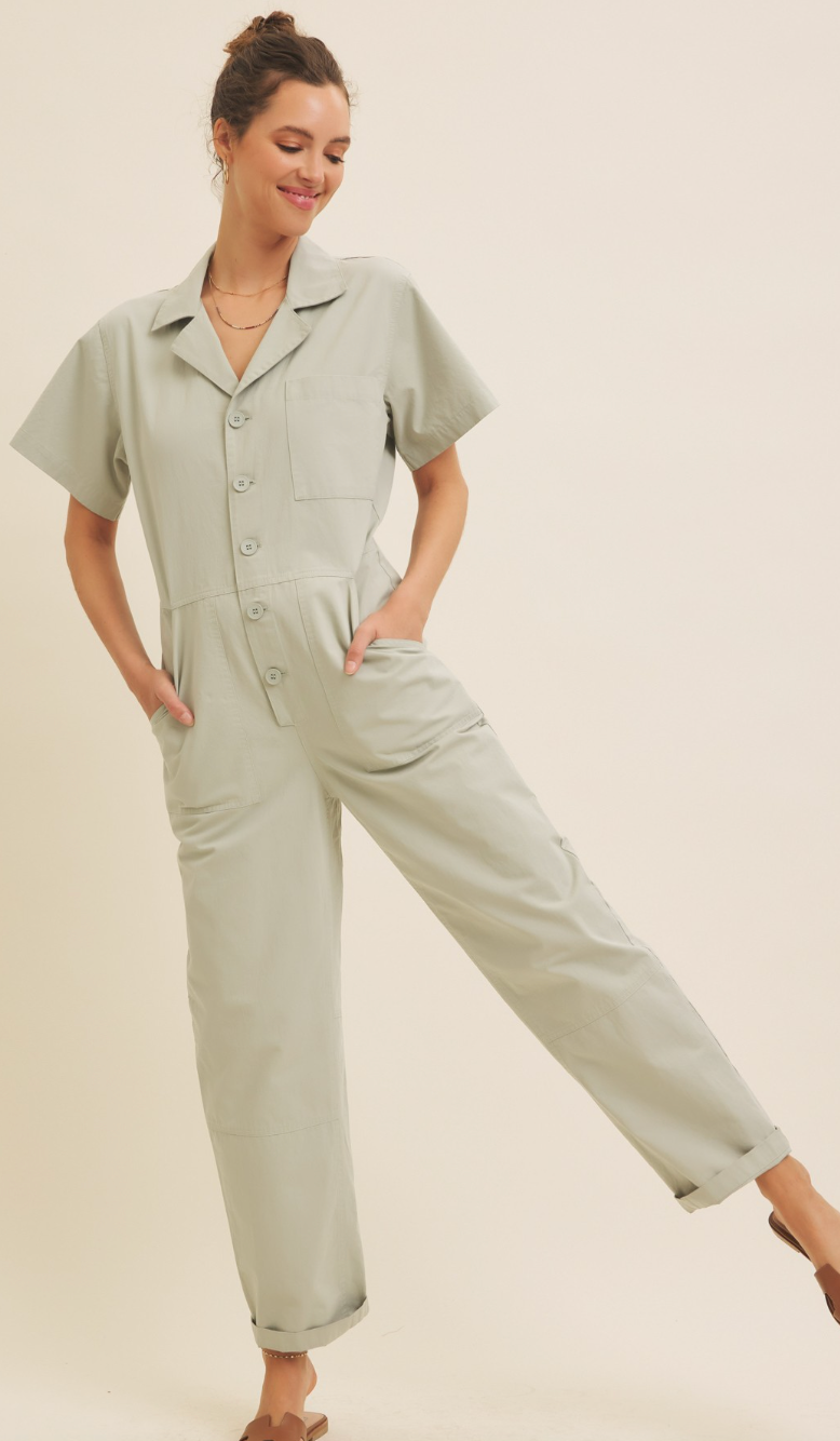 Light Sage Utility Jumpsuit