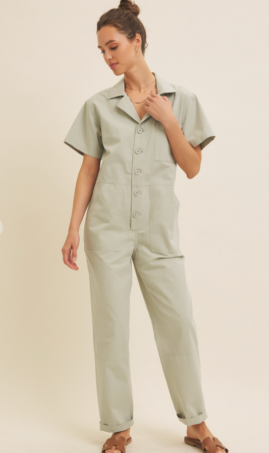 Light Sage Utility Jumpsuit