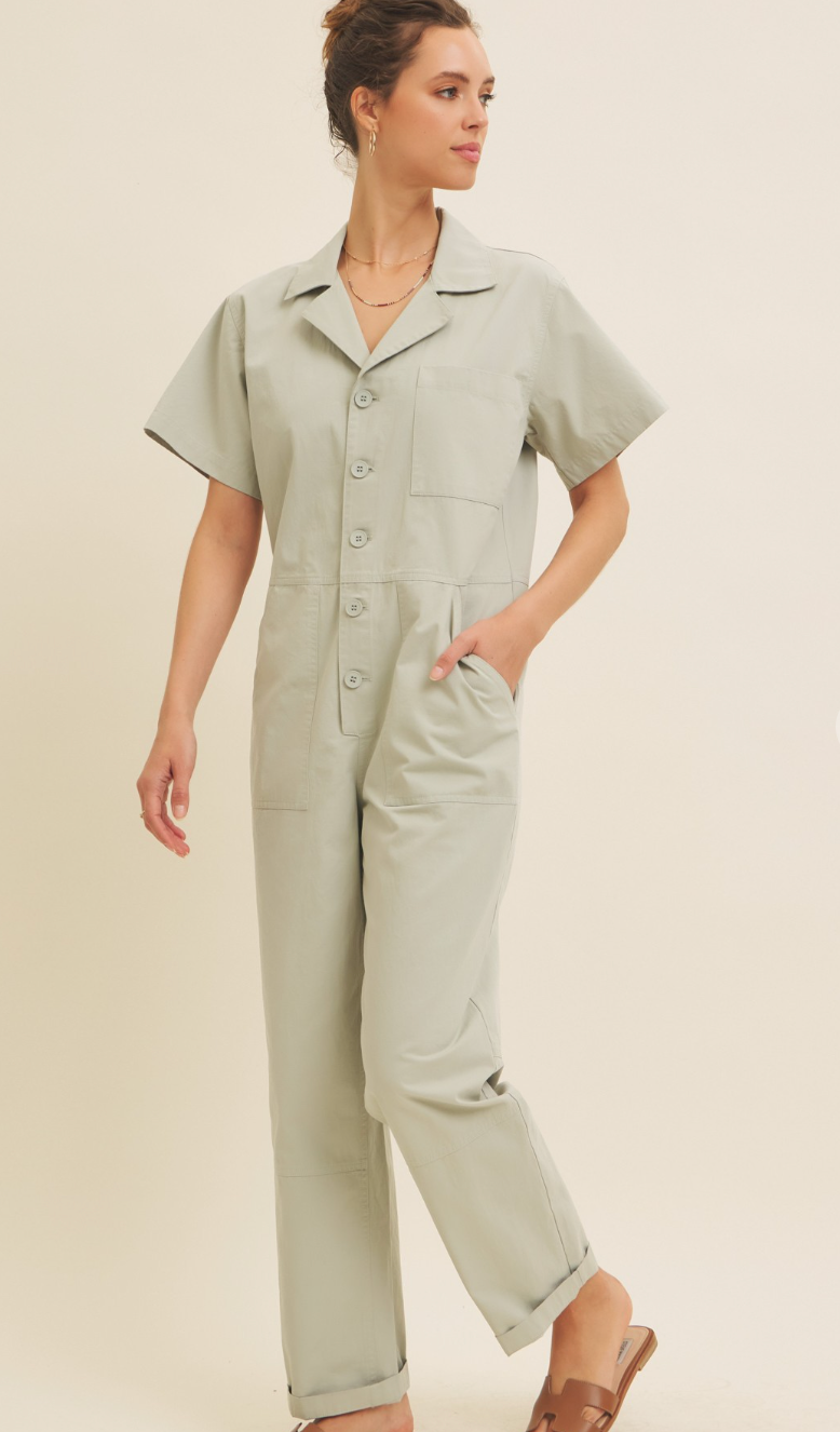 Light Sage Utility Jumpsuit