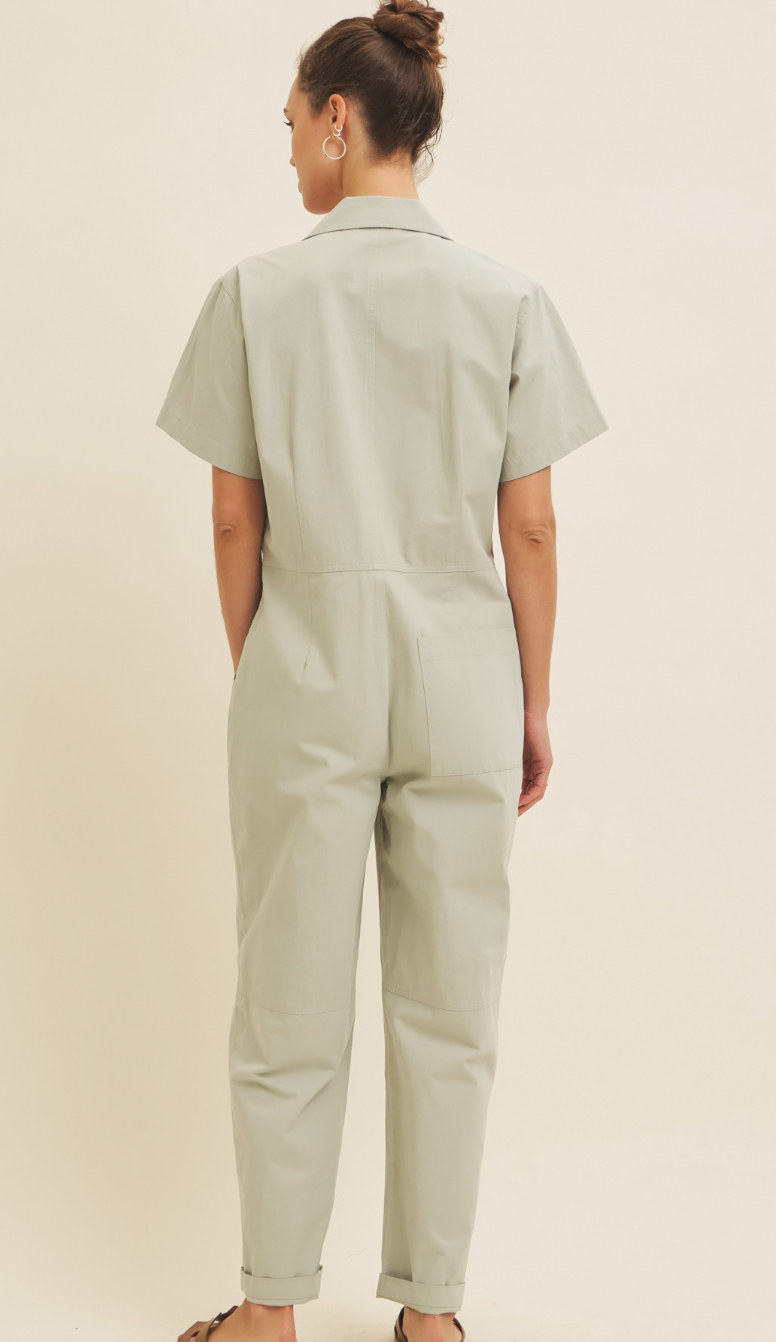 Light Sage Utility Jumpsuit