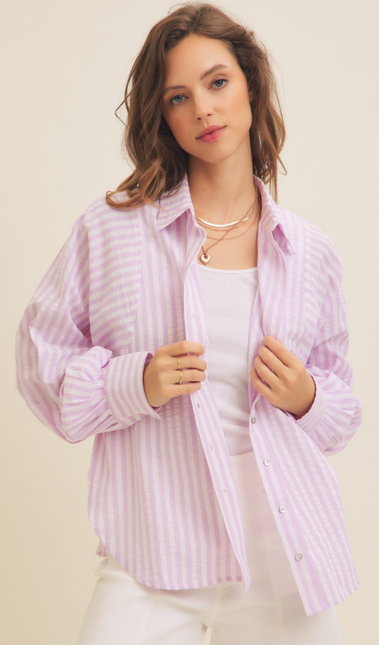 Cotton Stripe Shirt Lilac