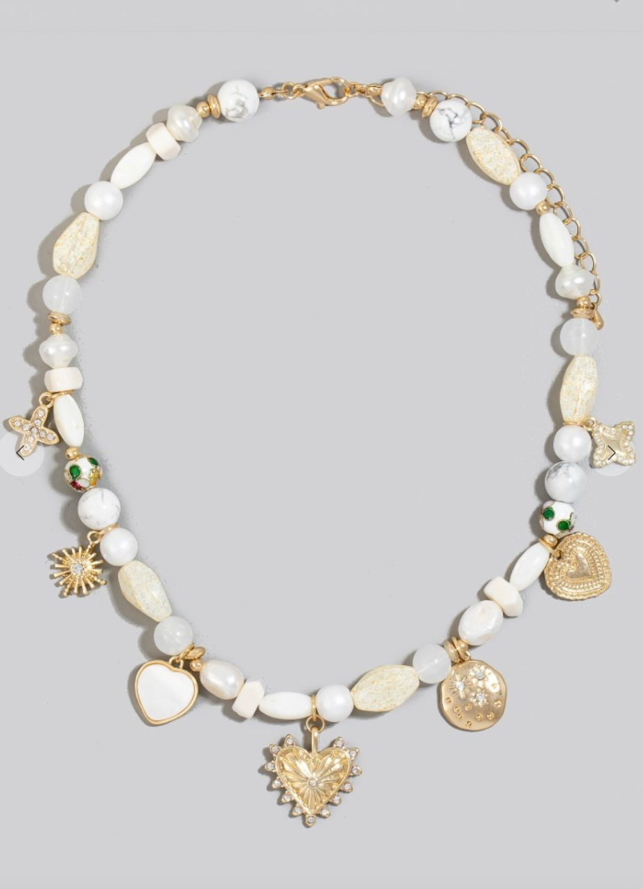 Heart Charm Bead Necklace