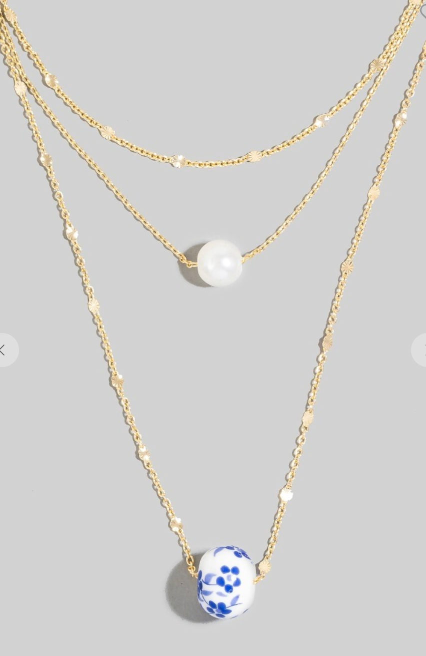 Pearl & Floral Bead Necklace