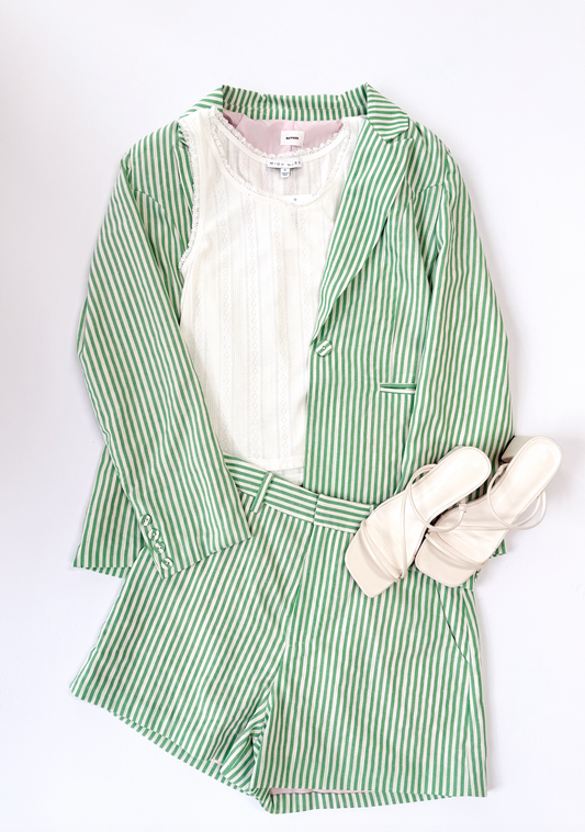 Hadley Green Striped Shorts