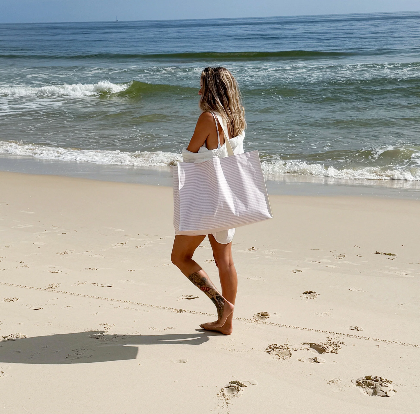 Carryall Beach Bag - Pink Stripe