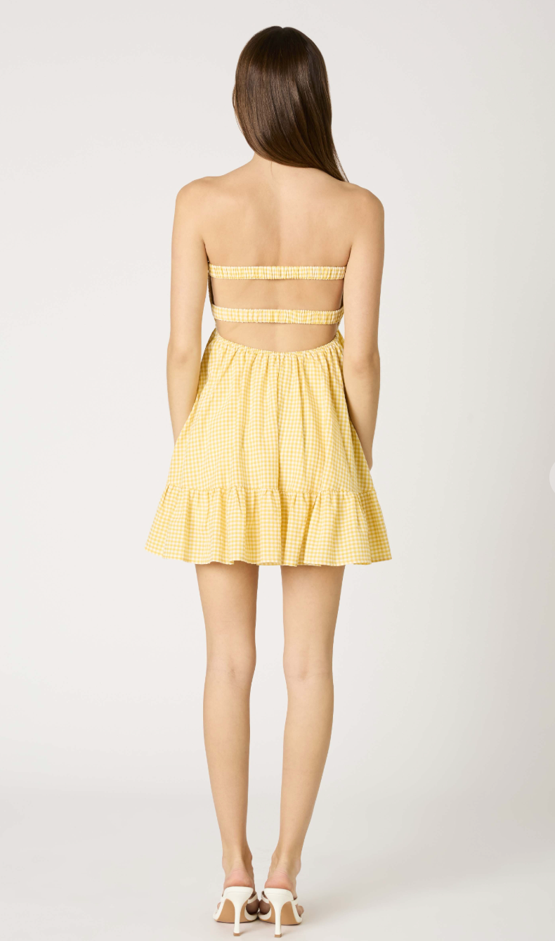 Yellow Gingham Romper Dress