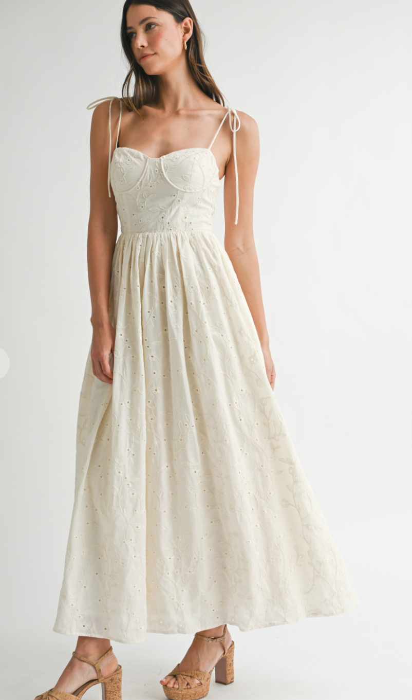 Cream Bustier Floral Maxi Dress