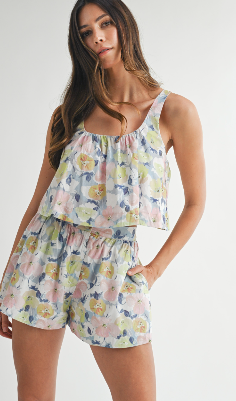 Floral Printed Tank & Shorts Set of 2
