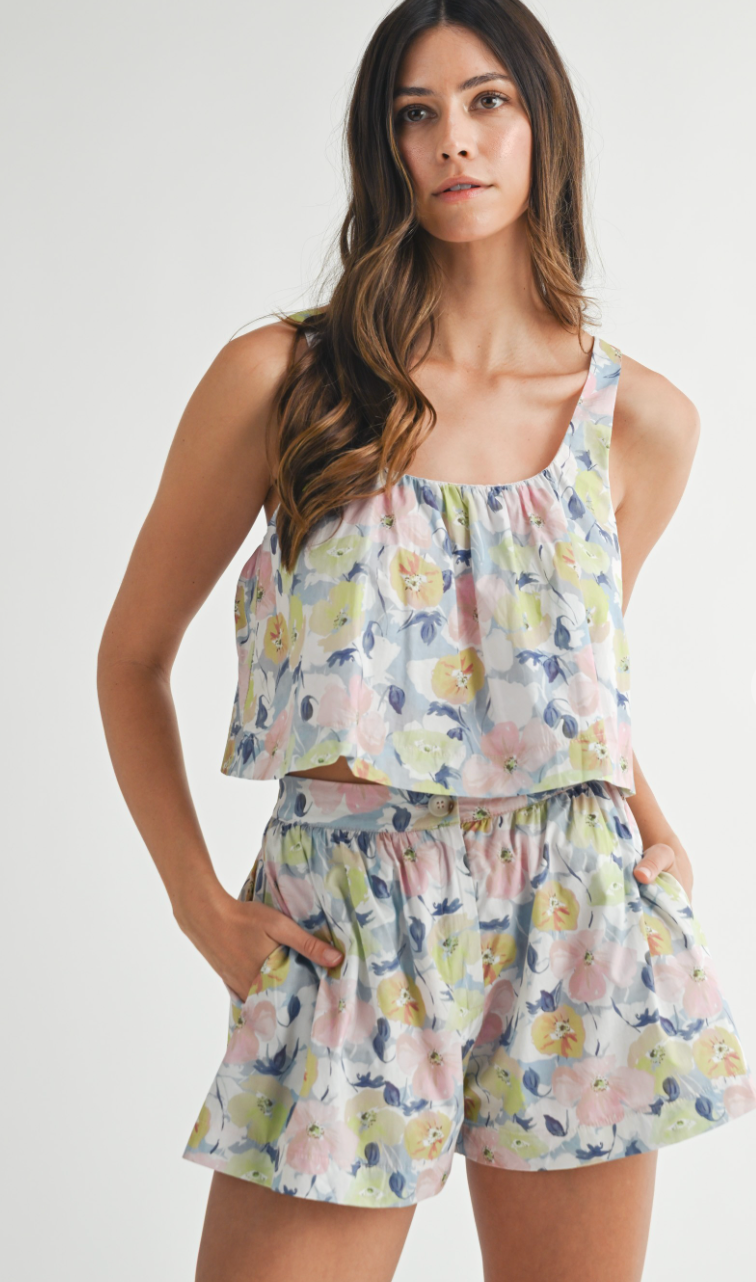 Floral Printed Tank & Shorts Set of 2