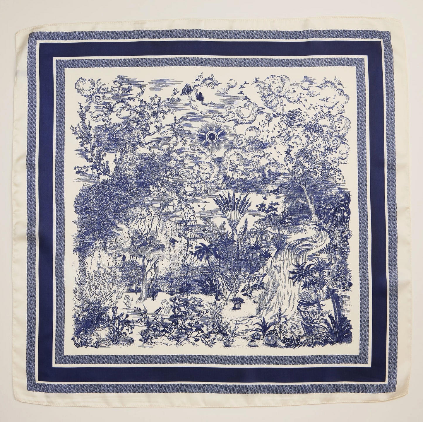 Blue Toile Print Scarf