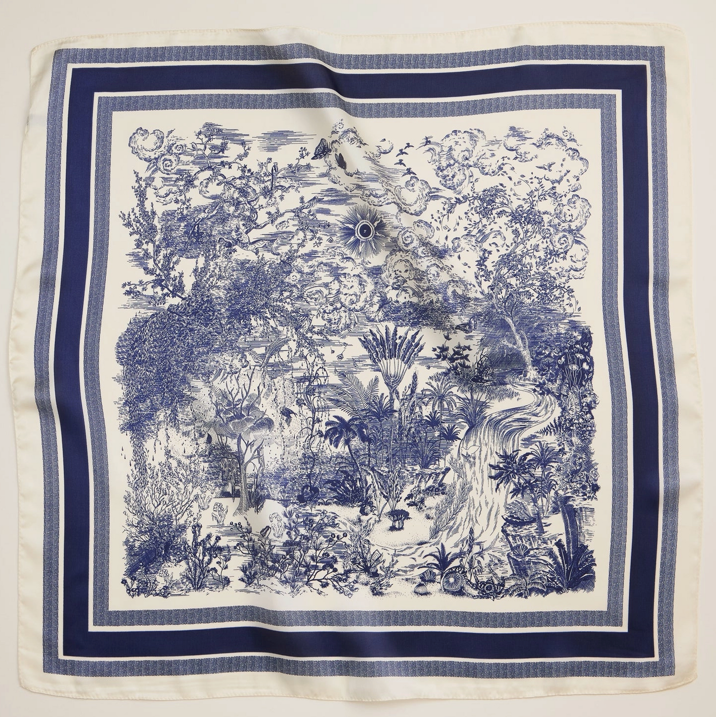 Blue Toile Print Scarf