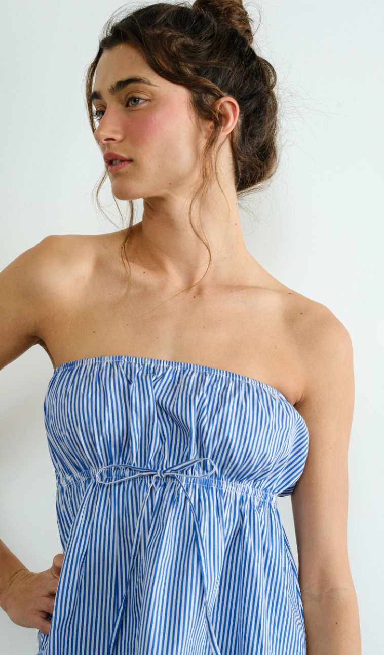 Striped Poplin Tube Top