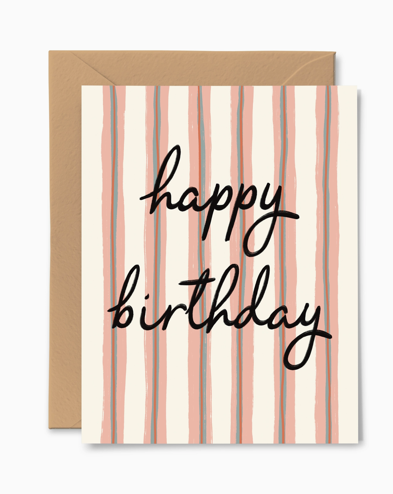 Happy Birthday Pink Stripe Card