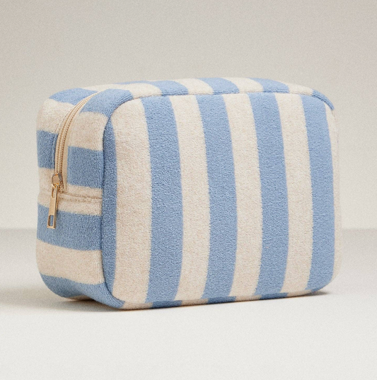 Terry Cloth Stripe Pouch Blue