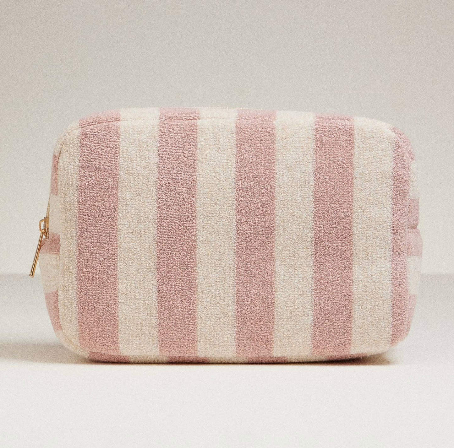 Terry Cloth Stripe Pouch Pink