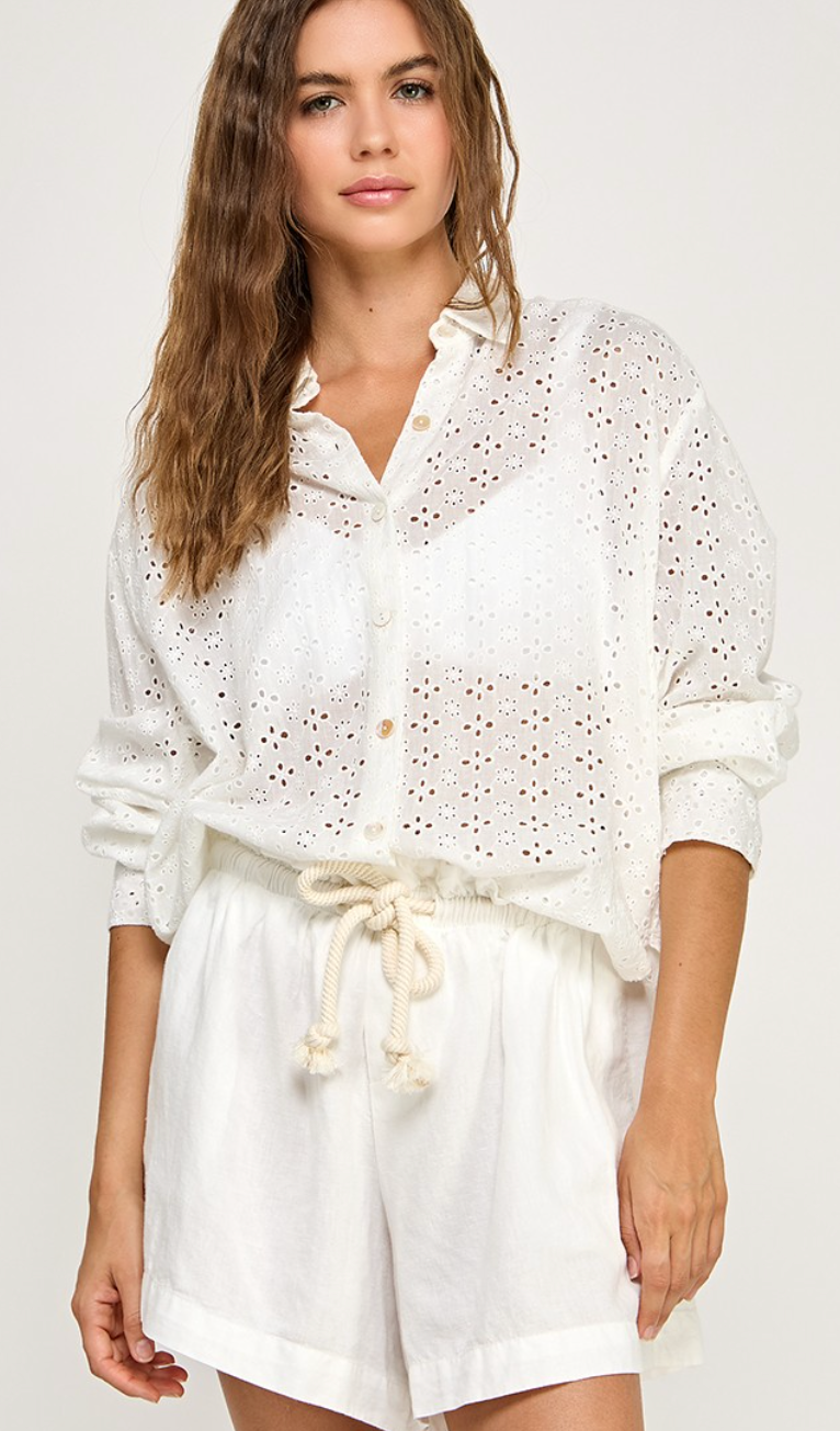 Eyelet Button Down Shirt