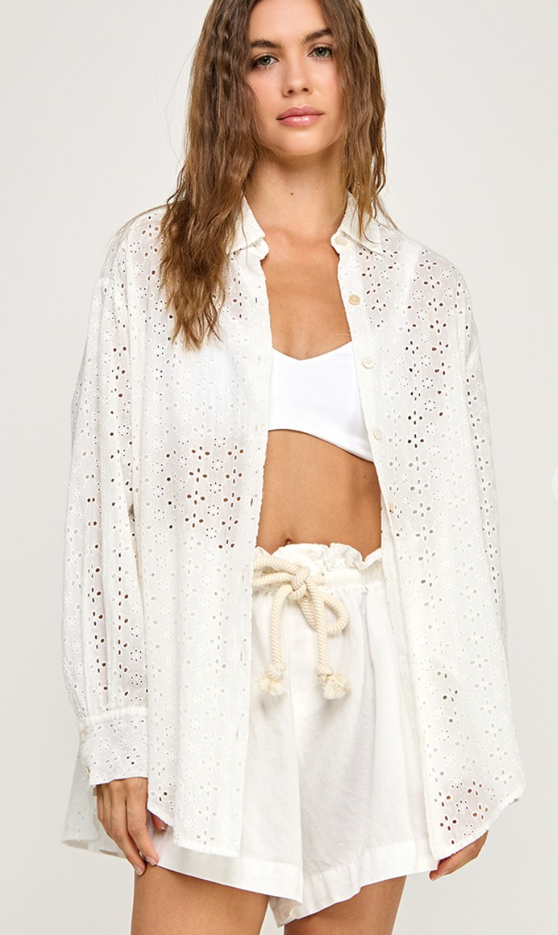 Eyelet Button Down Shirt
