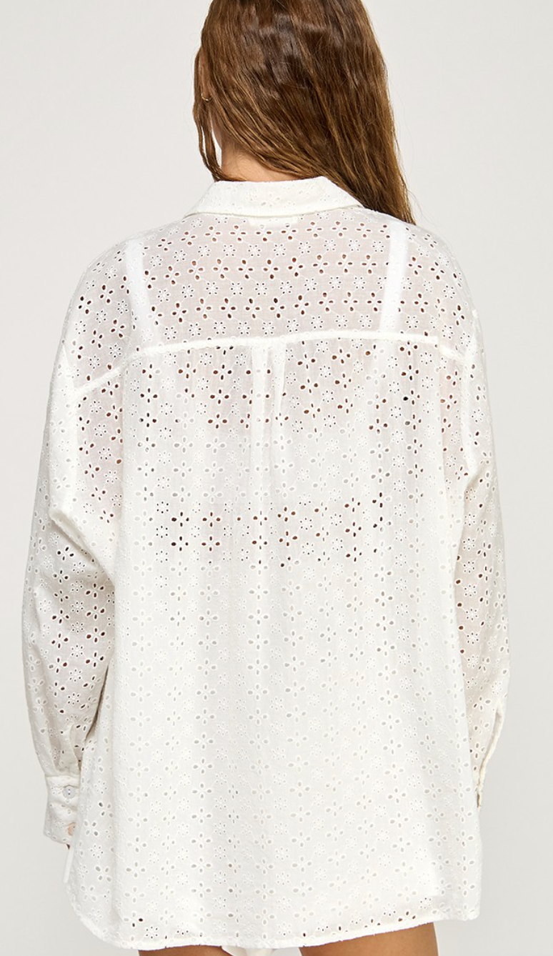 Eyelet Button Down Shirt