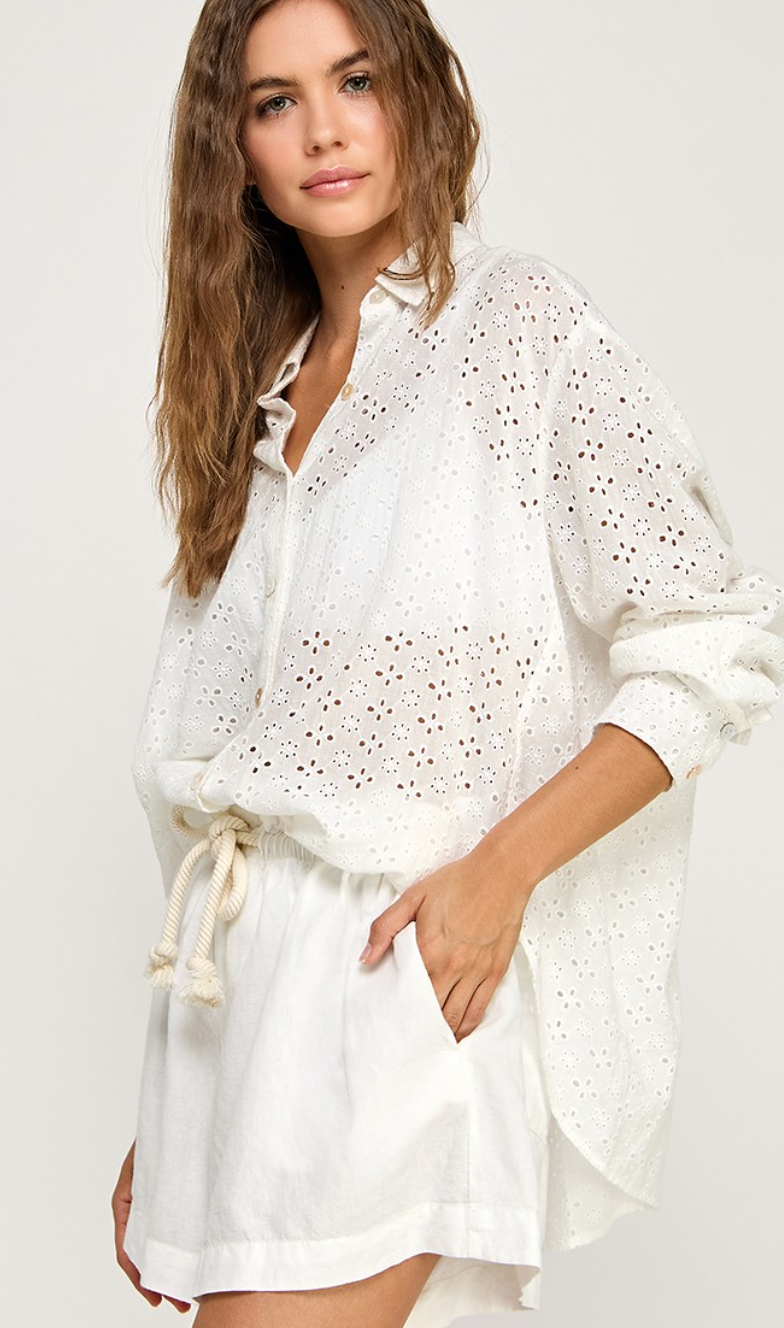 Eyelet Button Down Shirt