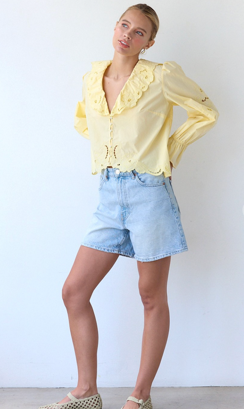 Butter Embroidered Ruffle Blouse