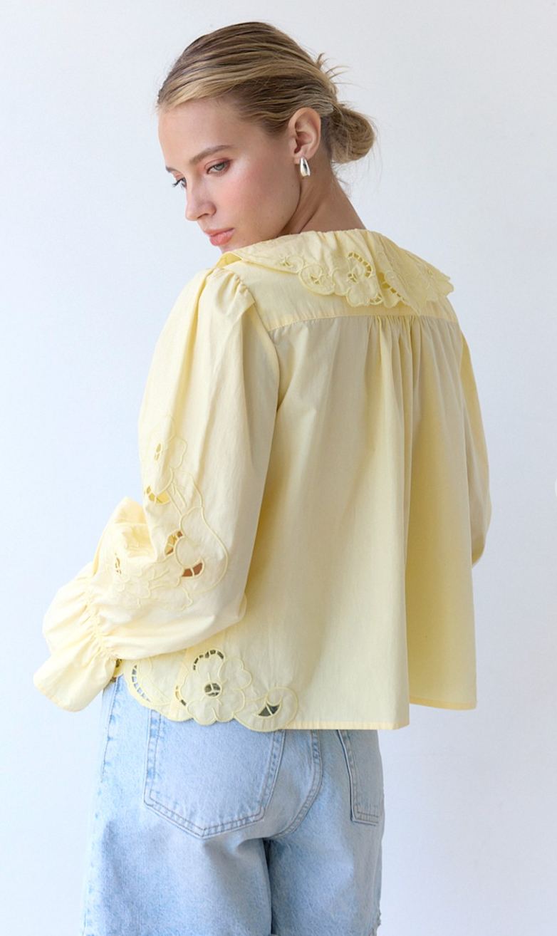 Butter Embroidered Ruffle Blouse