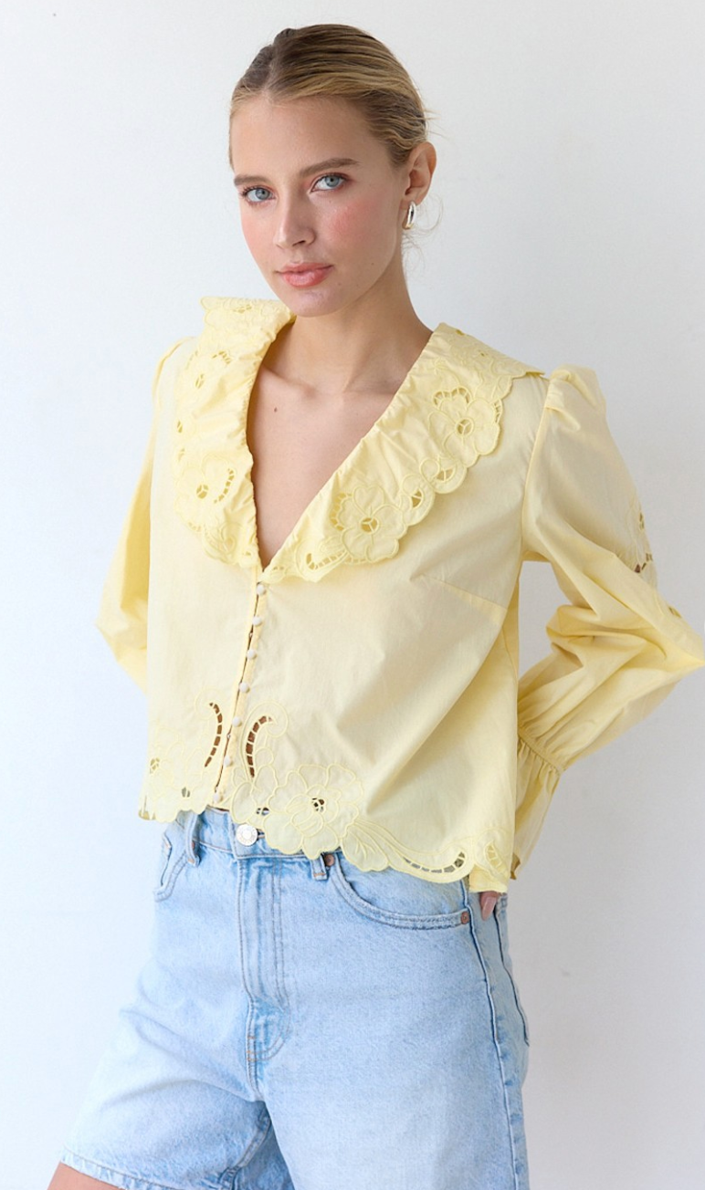 Butter Embroidered Ruffle Blouse
