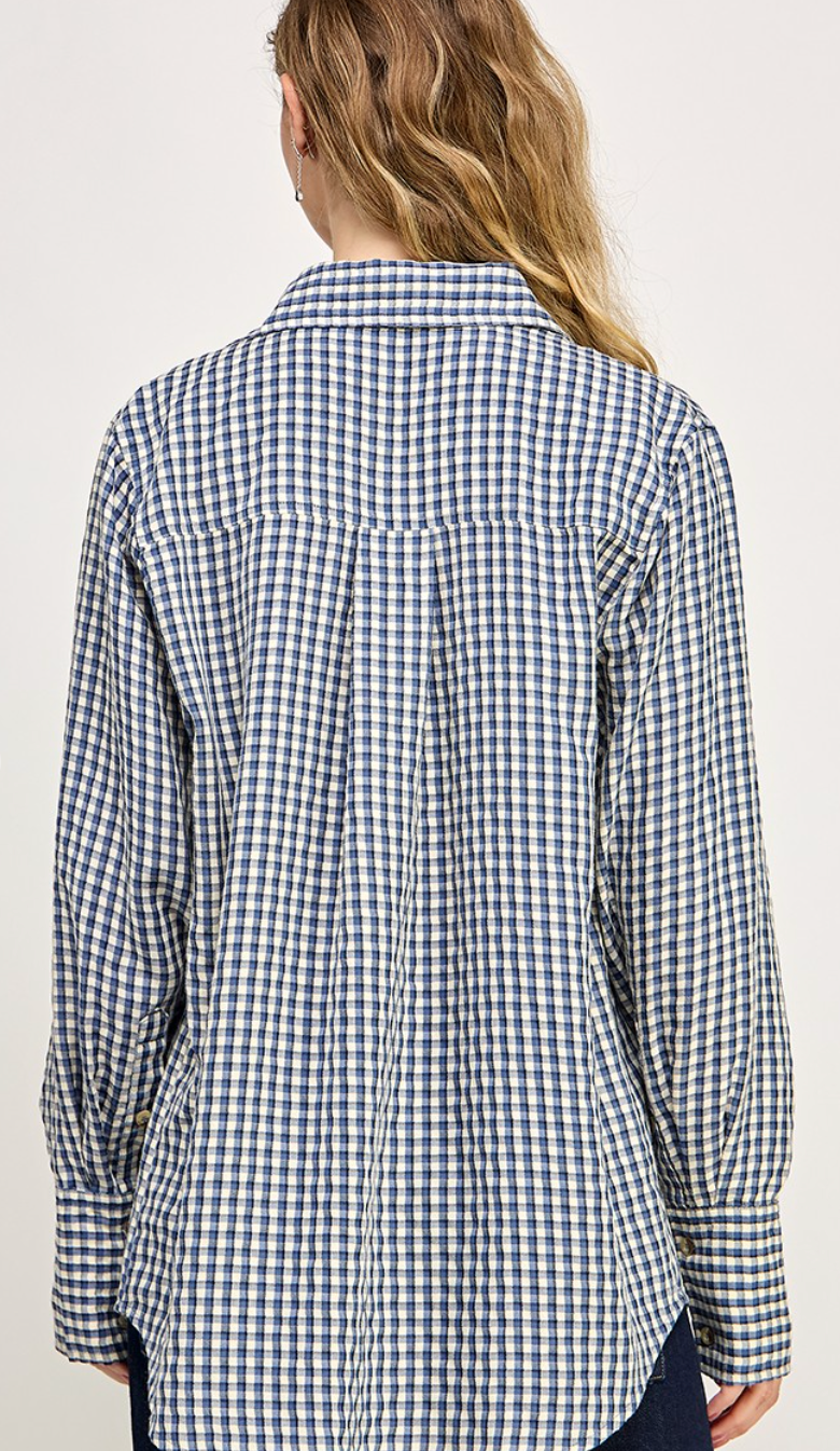 Blue Plaid Button Down Shirt