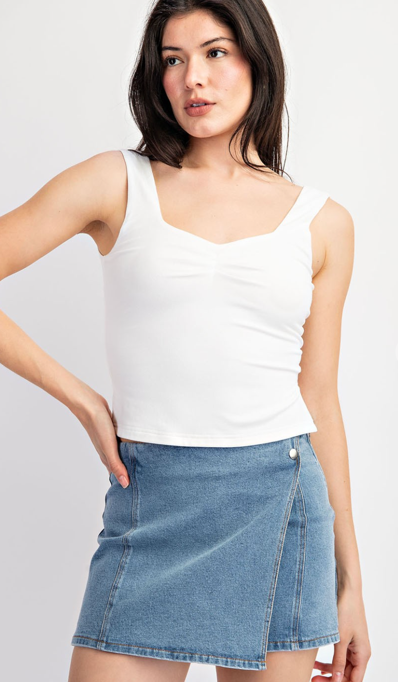Ruched Bust Tank White