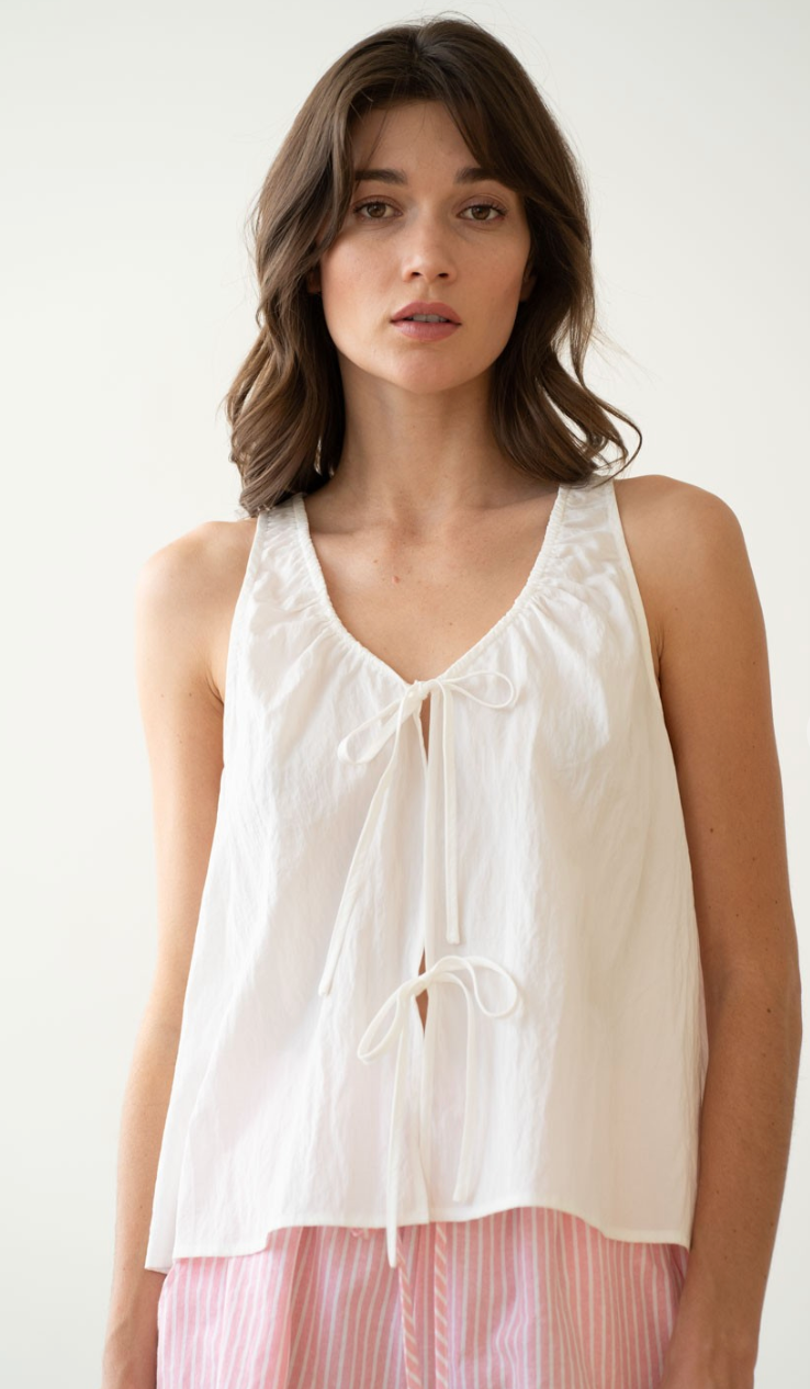 Ivory Sleeveless Tie Top