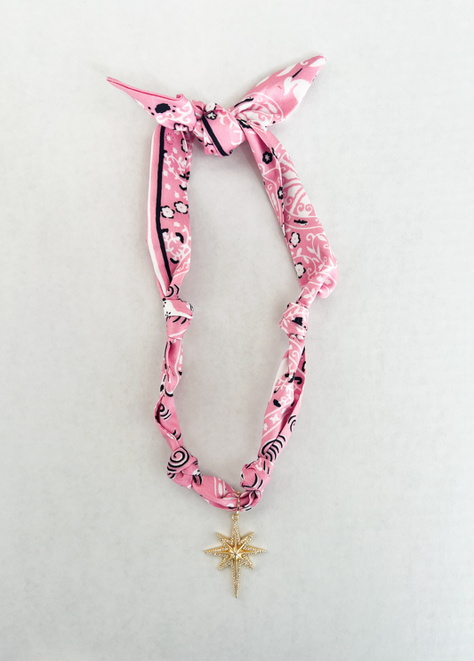 North Star Pink Scarf Necklace