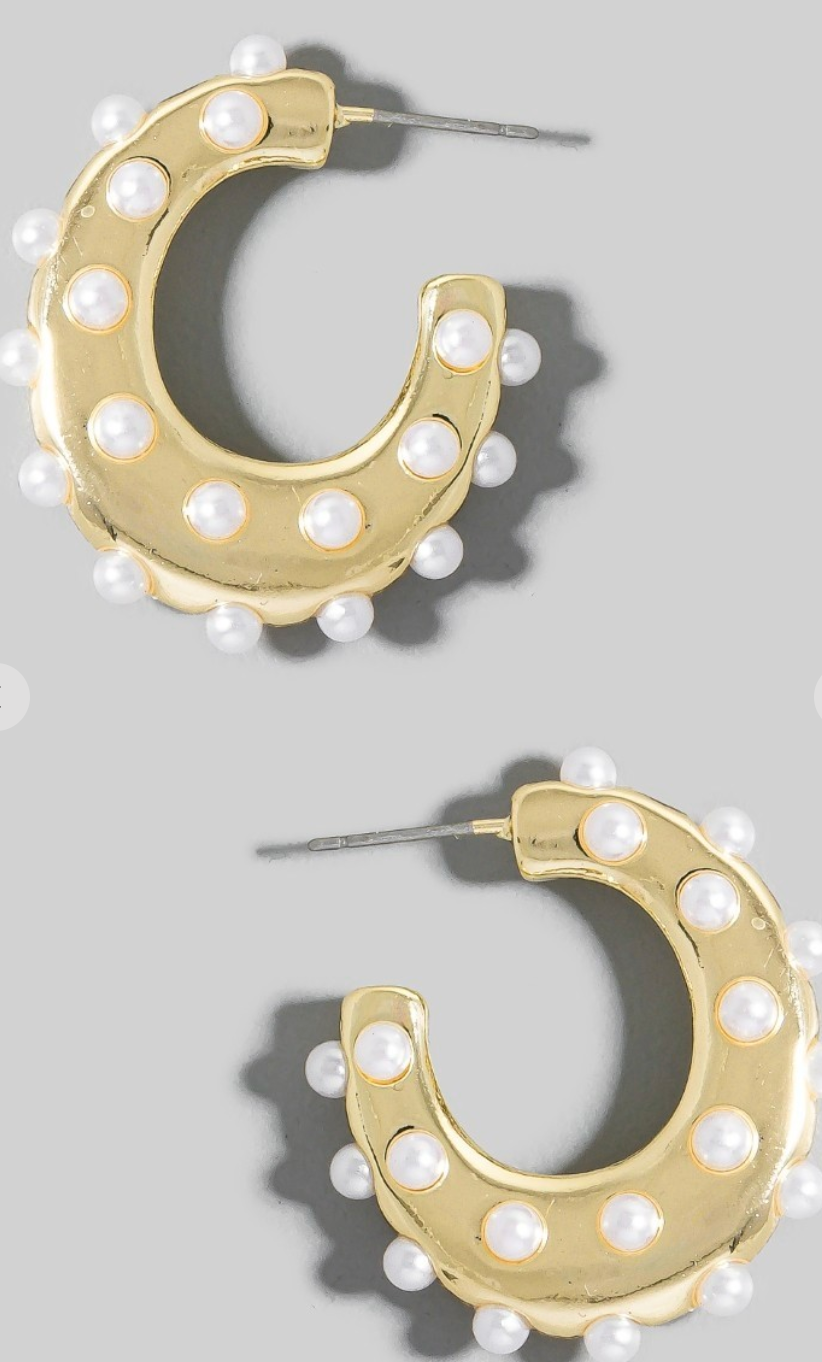 Pearl Studded Hoops