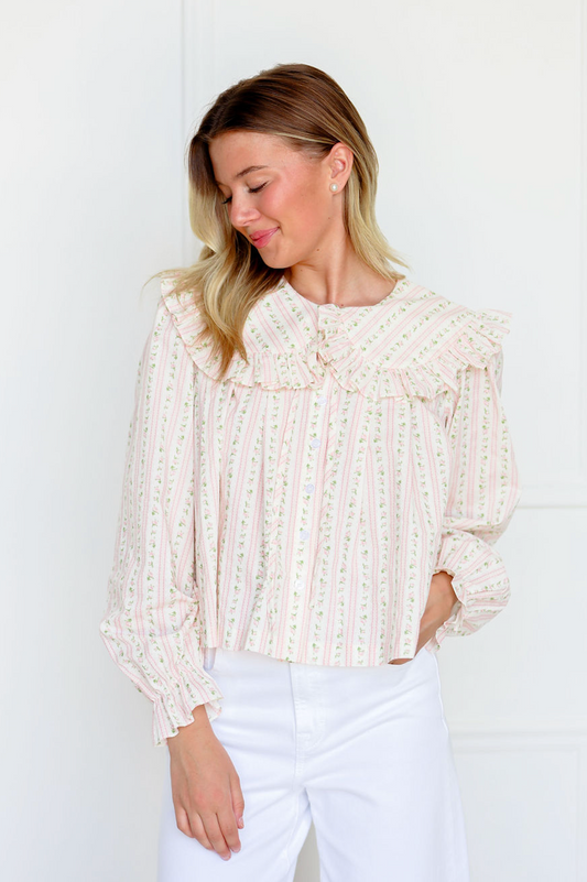 Peter Pan Floral Blouse Pink