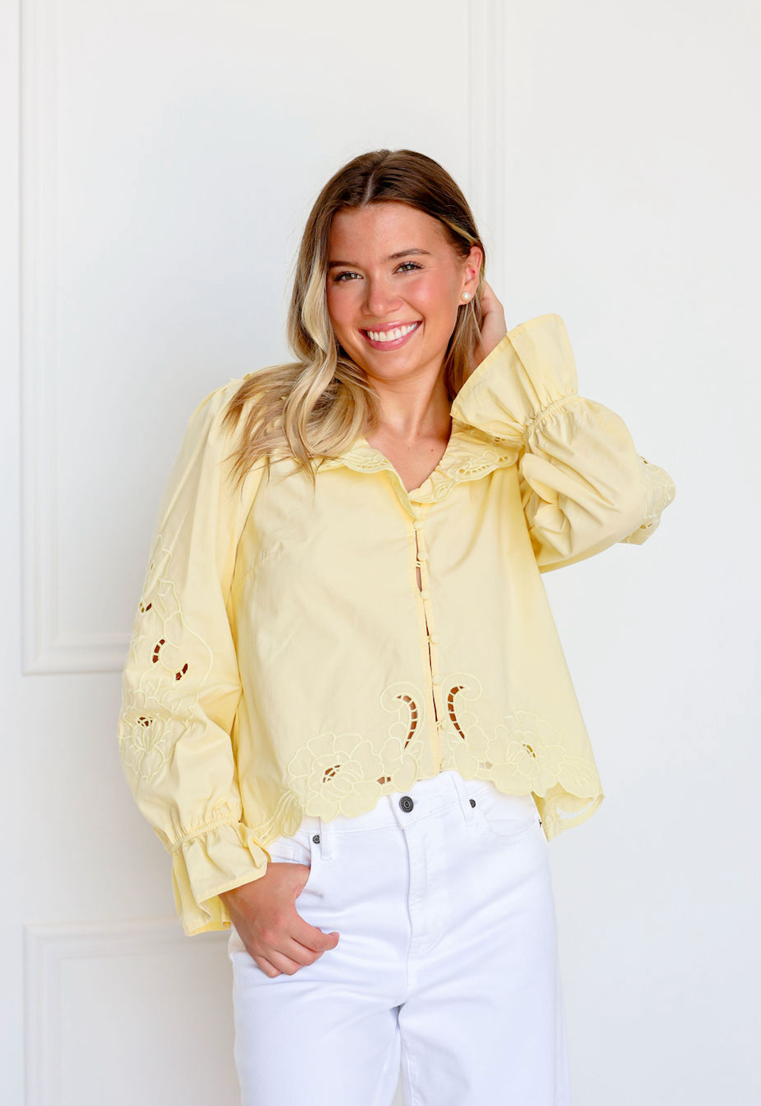 Butter Embroidered Ruffle Blouse