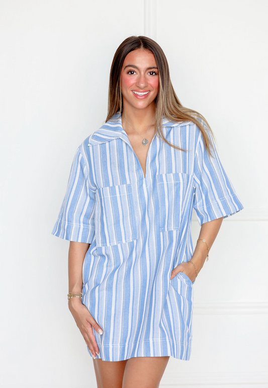 Chambray Stripe Shirt Dress