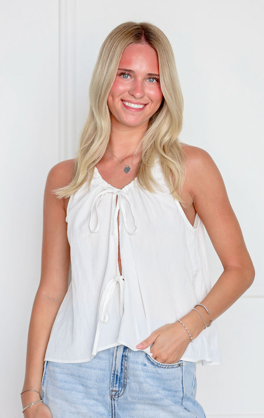 Ivory Sleeveless Tie Top