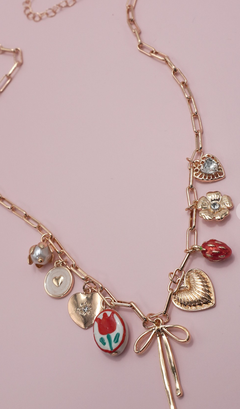 Toile Floral Heart Necklace