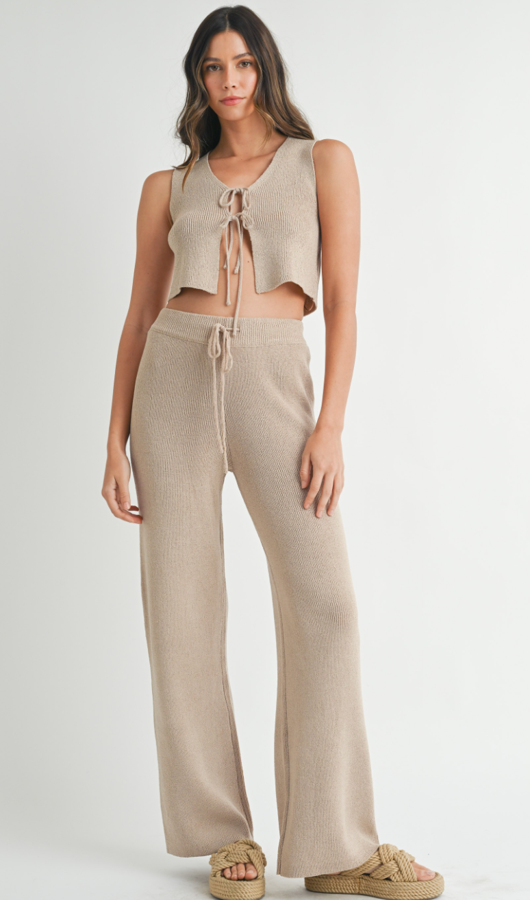 Mocha Knit Vest & Pants Set of 2