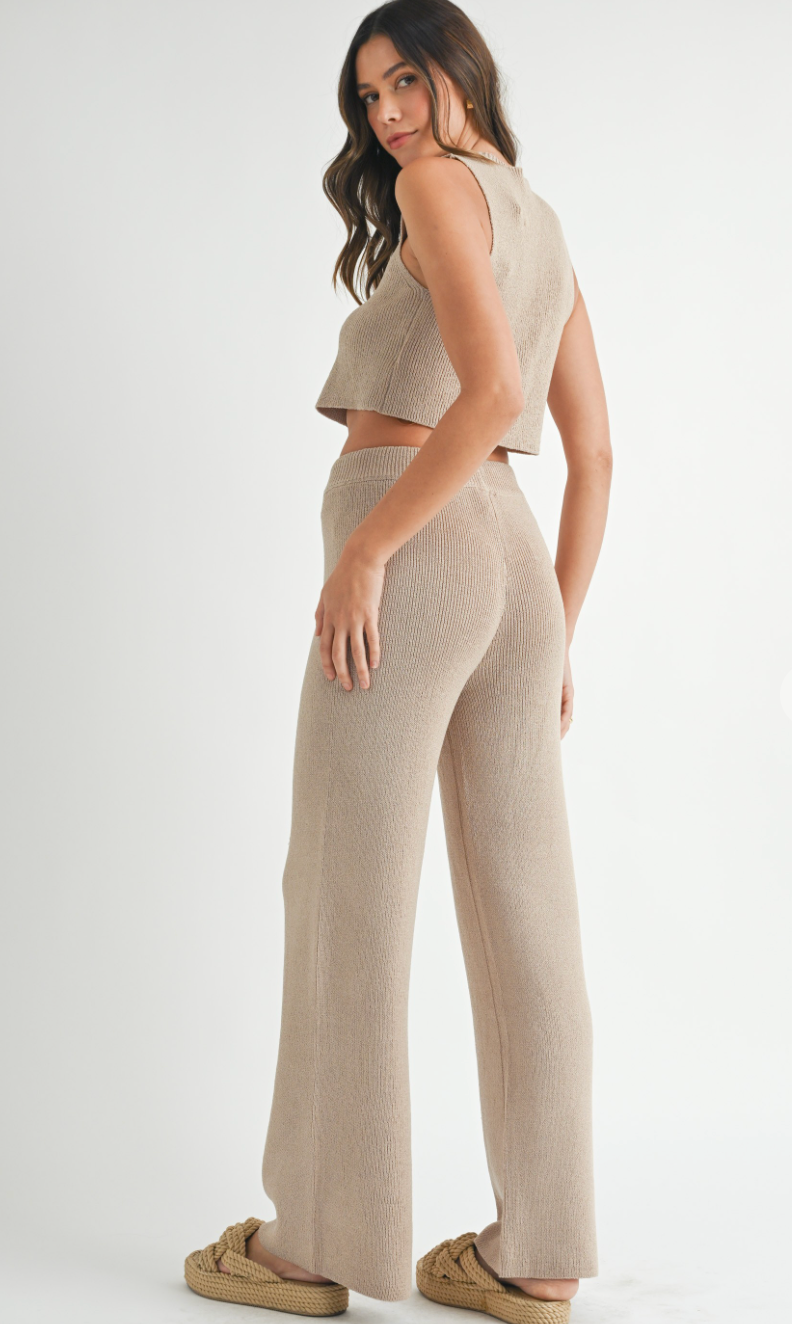Mocha Knit Vest & Pants Set of 2